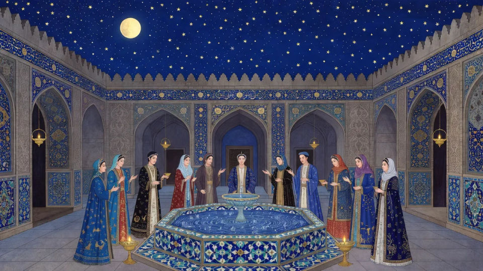Moonlit courtyard