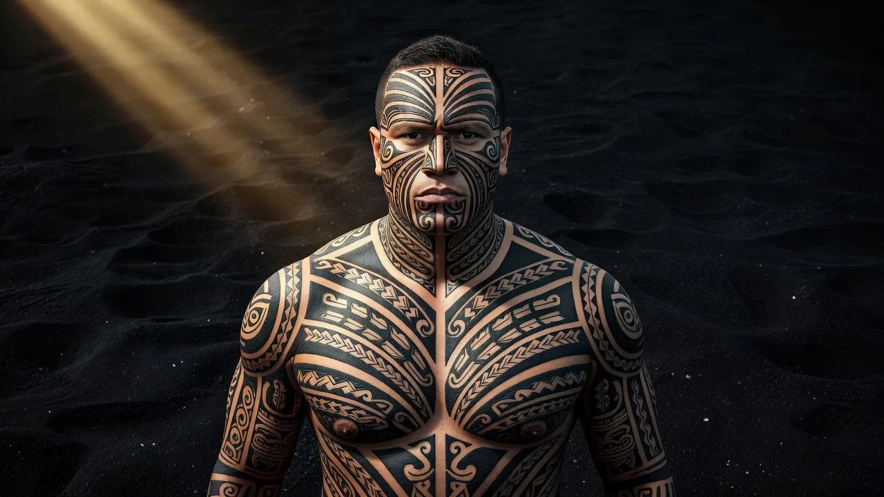 Carved and inked figure
