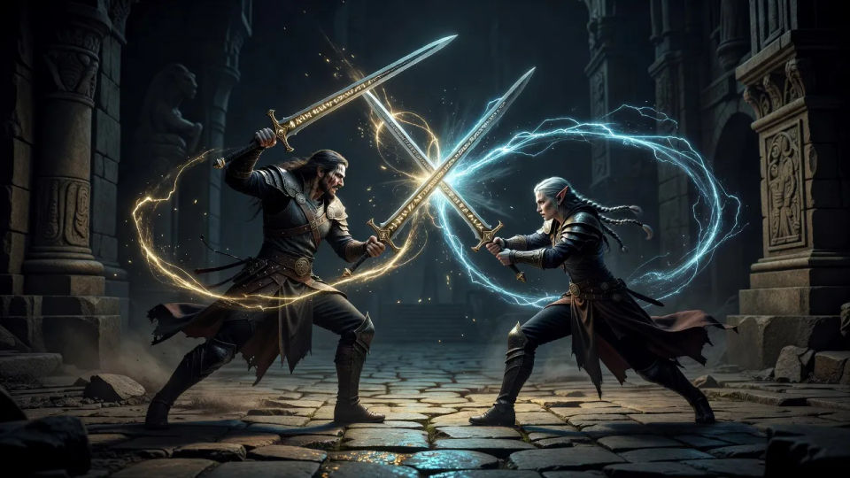 Rune-lit duel