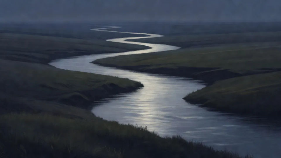 Moonlit riverbank