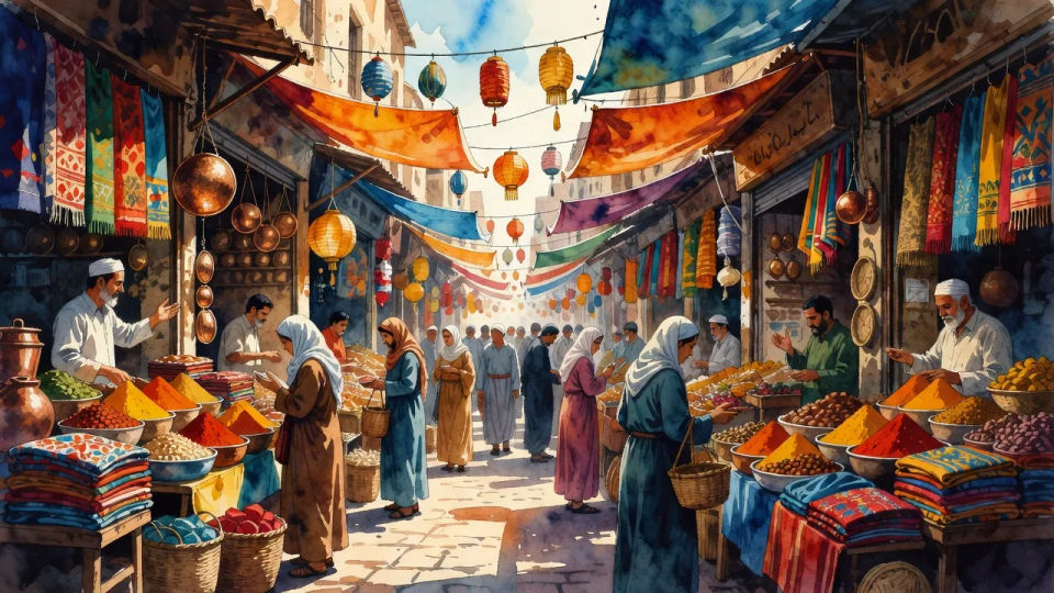 The bustling bazaar