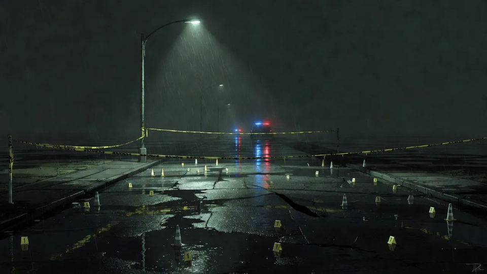 The cordoned street