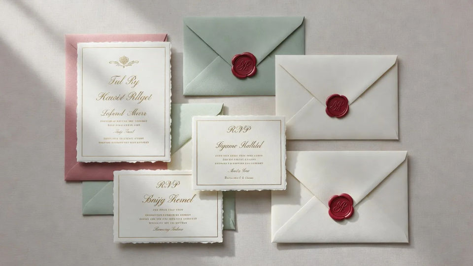 Full stationery suite flat-lay