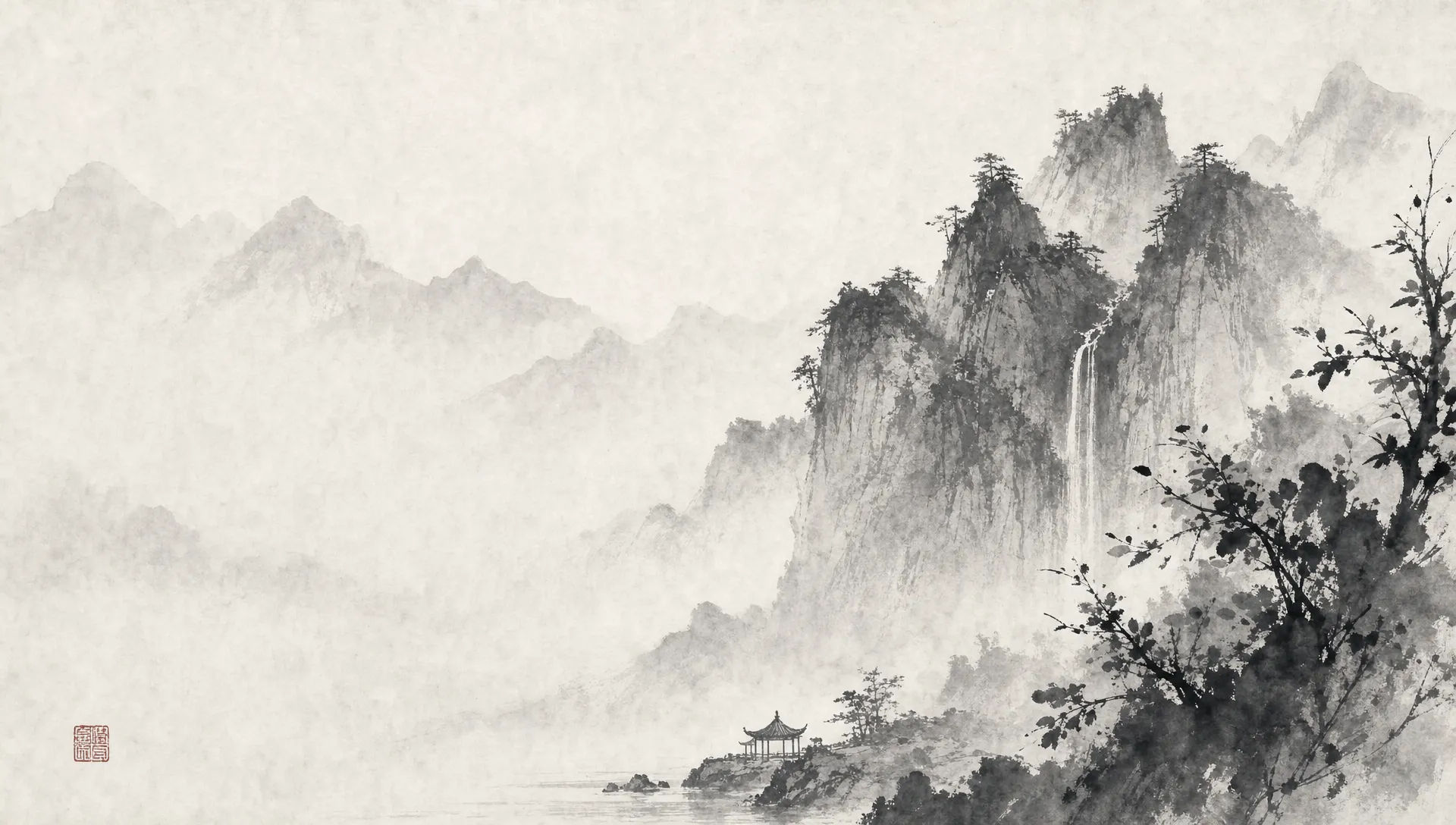 そびえ立つ山水の風景