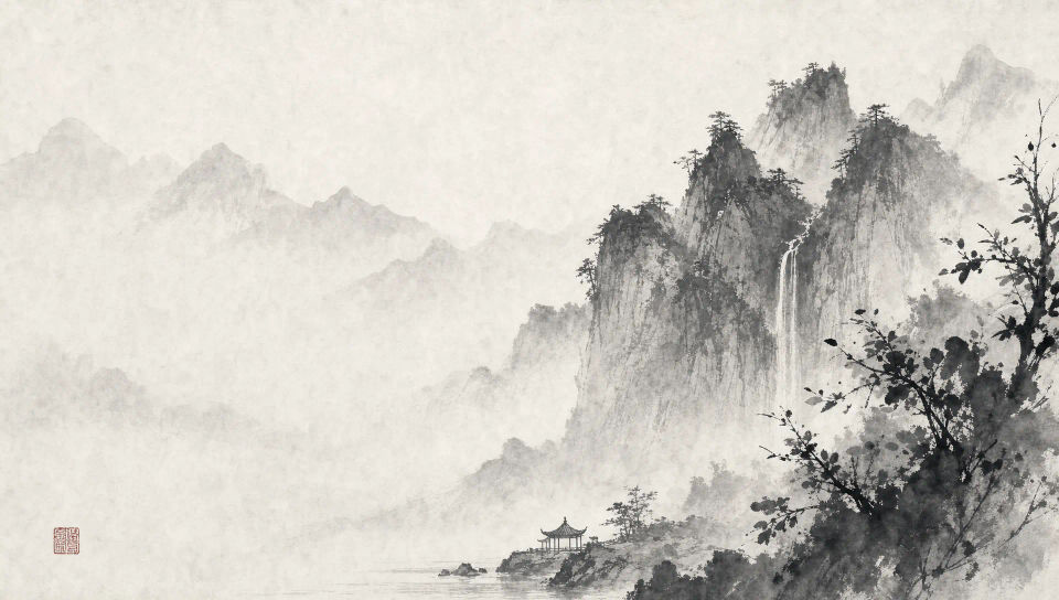 Towering shan-shui landscape