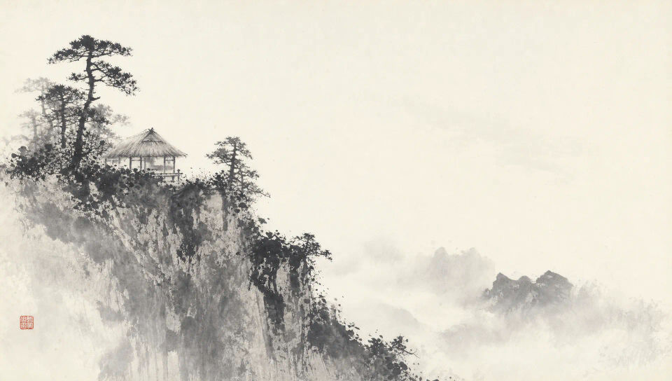 Pine cliff and hermit hut