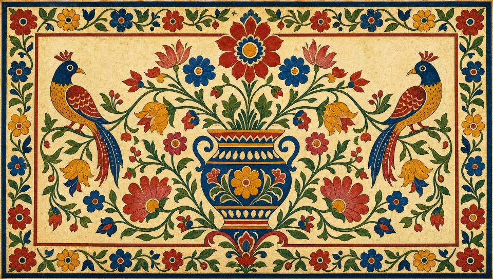 Symmetrical floral panel