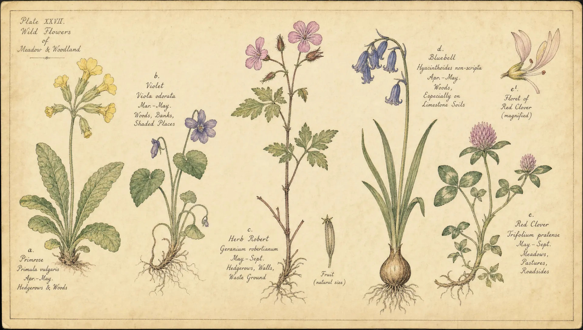 野の花の草原図版