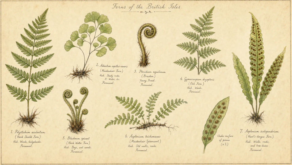 Fern and fronds plate