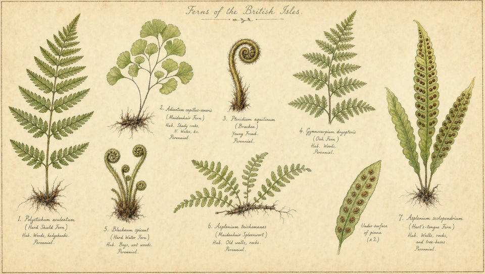Fern and fronds plate