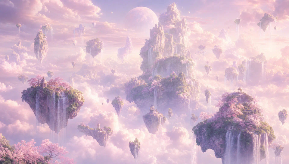 Islands in a pink sky