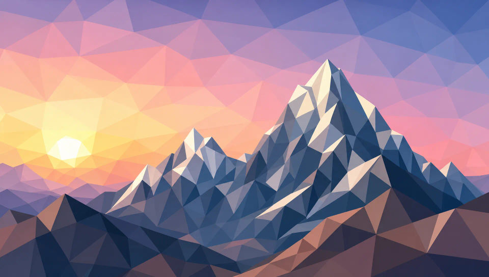 Triangulated mountain at dawn