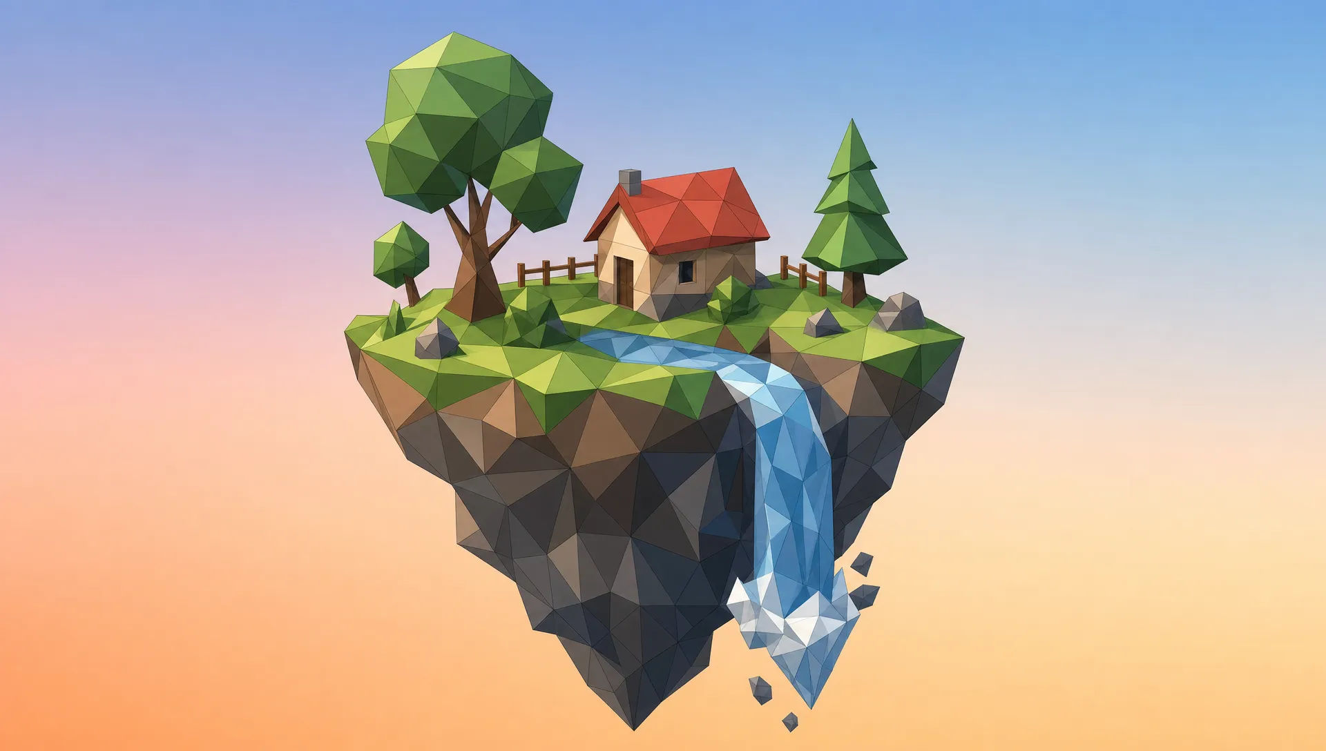 Floating low poly island