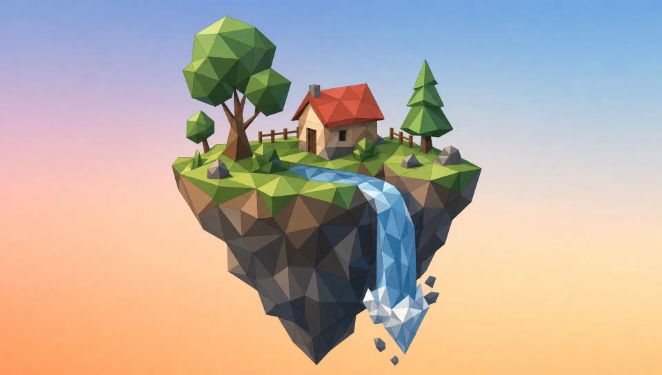 Floating low poly island