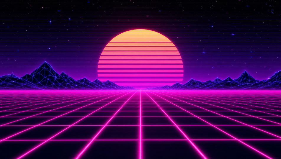 Grid horizon at sunset