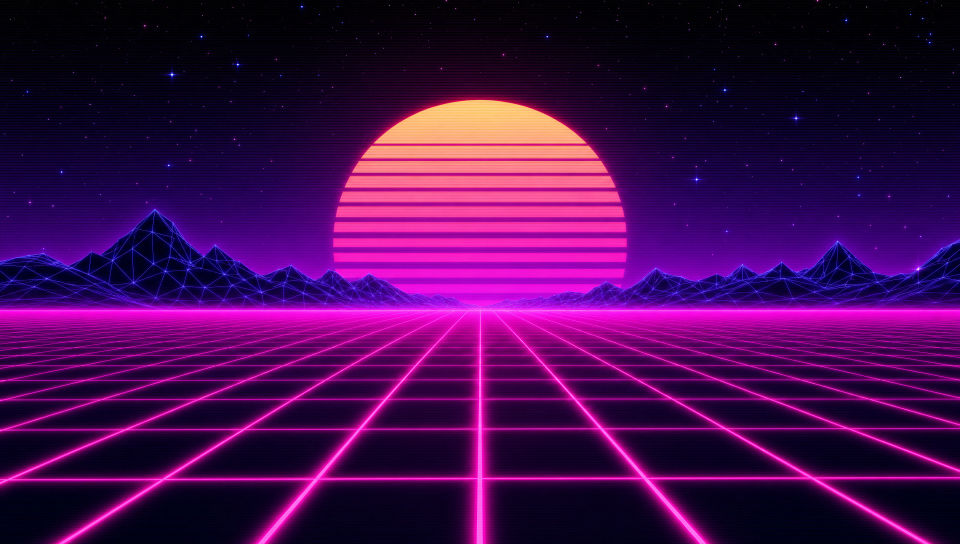 Grid horizon at sunset
