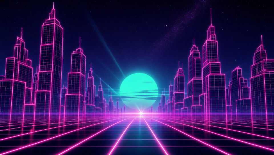Wireframe city skyline