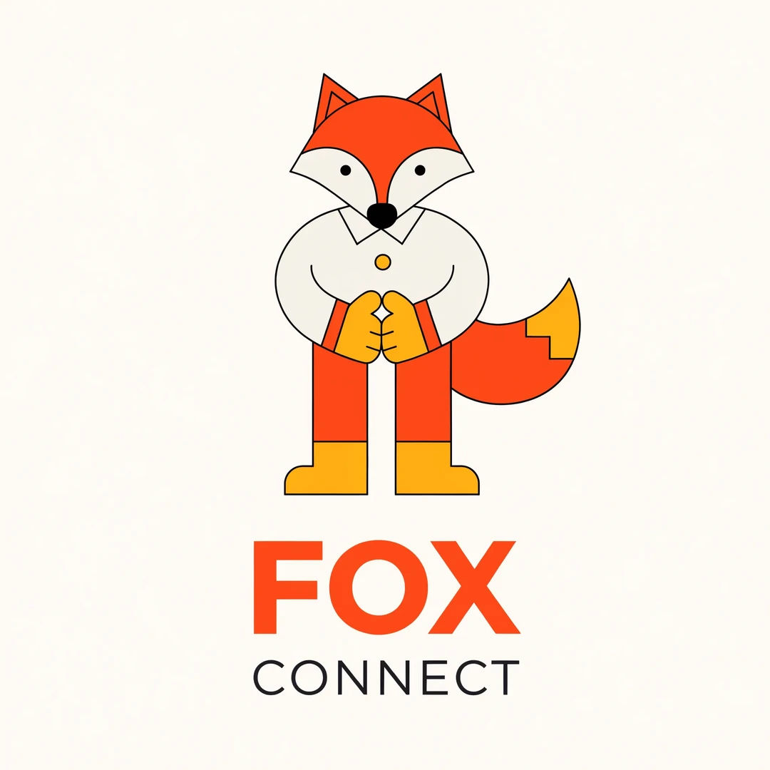 Friendly fox brand mascot in a clean flat style