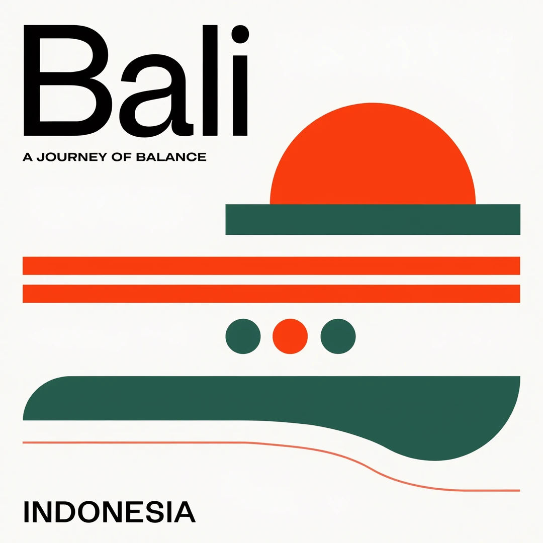 Minimal travel poster with geometric shapes and a limited palette
