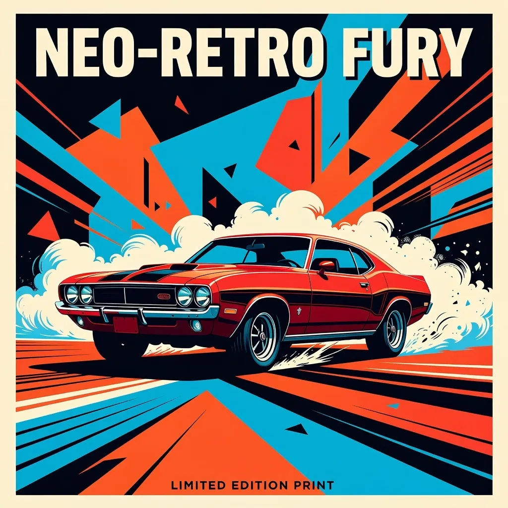 Bold neo-retro poster with high-contrast color blocking and one striking subject