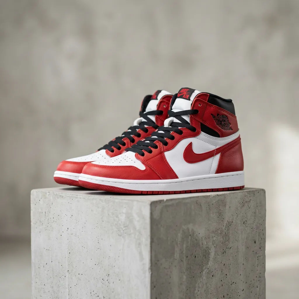 Grounded studio product shot of a real sneaker model with accurate branding