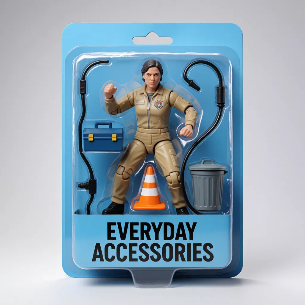 Action figure of a person in blister packaging with a name on the box and accessories
