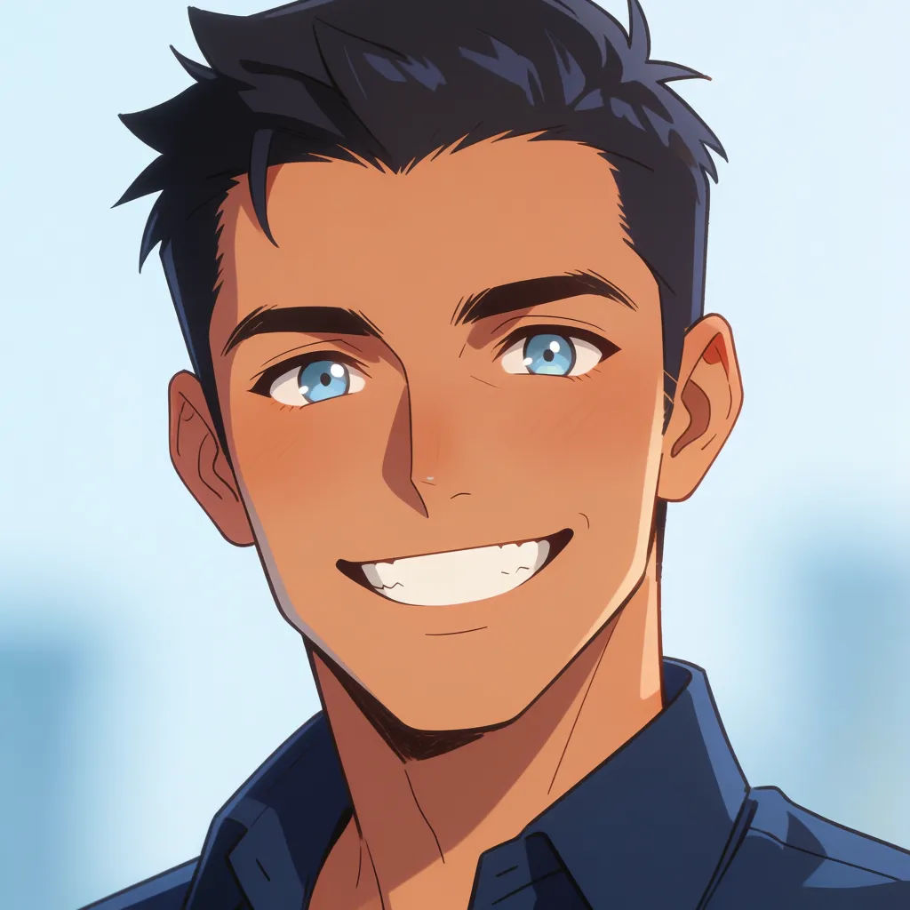 Photo converted into anime style with clean lines and a warm color grade