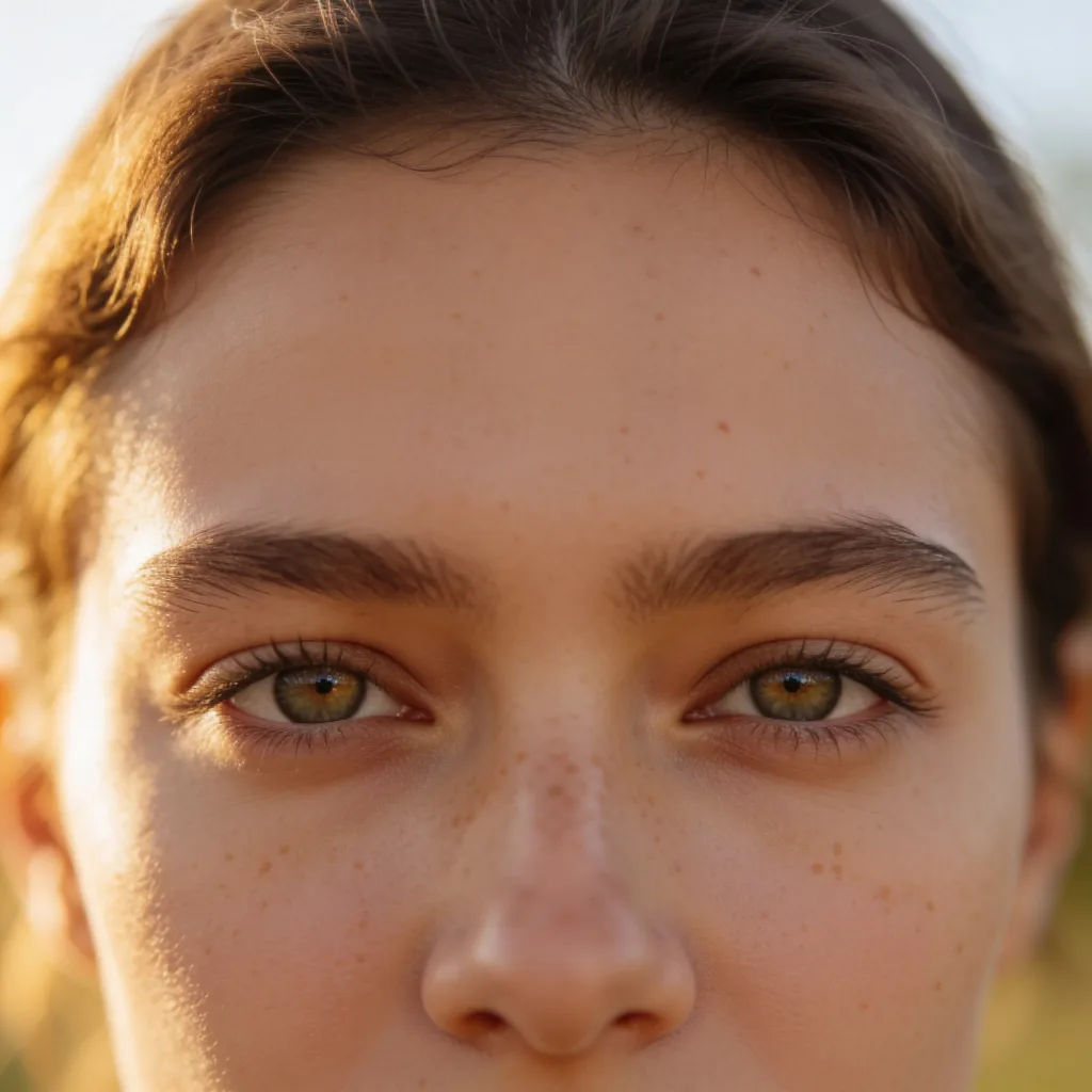 Portrait retouched with even skin and brighter eyes, kept natural
