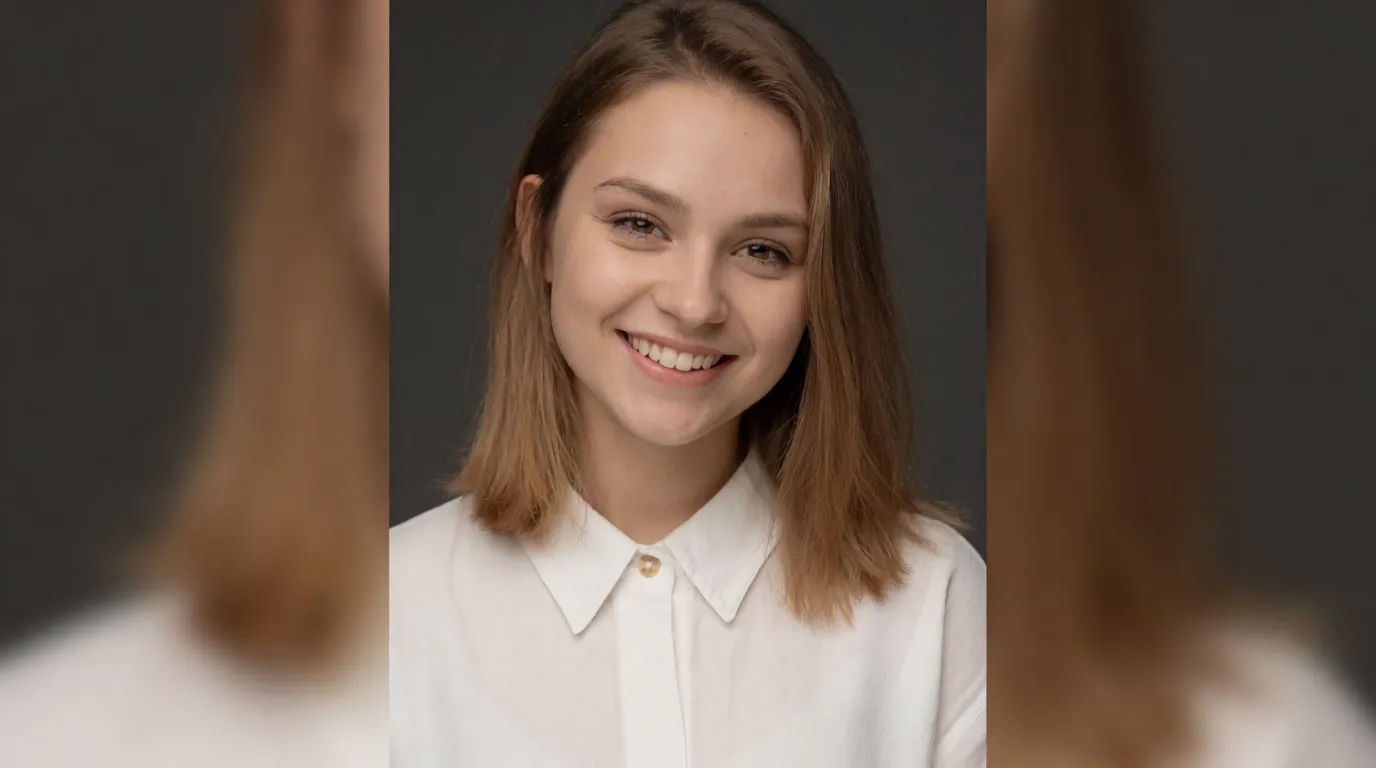 Portrait resized to a wide cover photo with the background extended