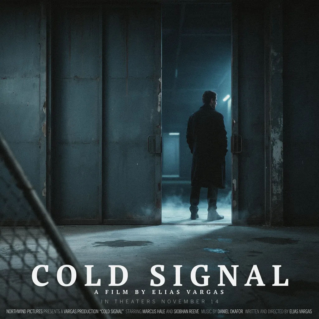 Cinematic thriller movie one-sheet with moody lighting and a bottom title