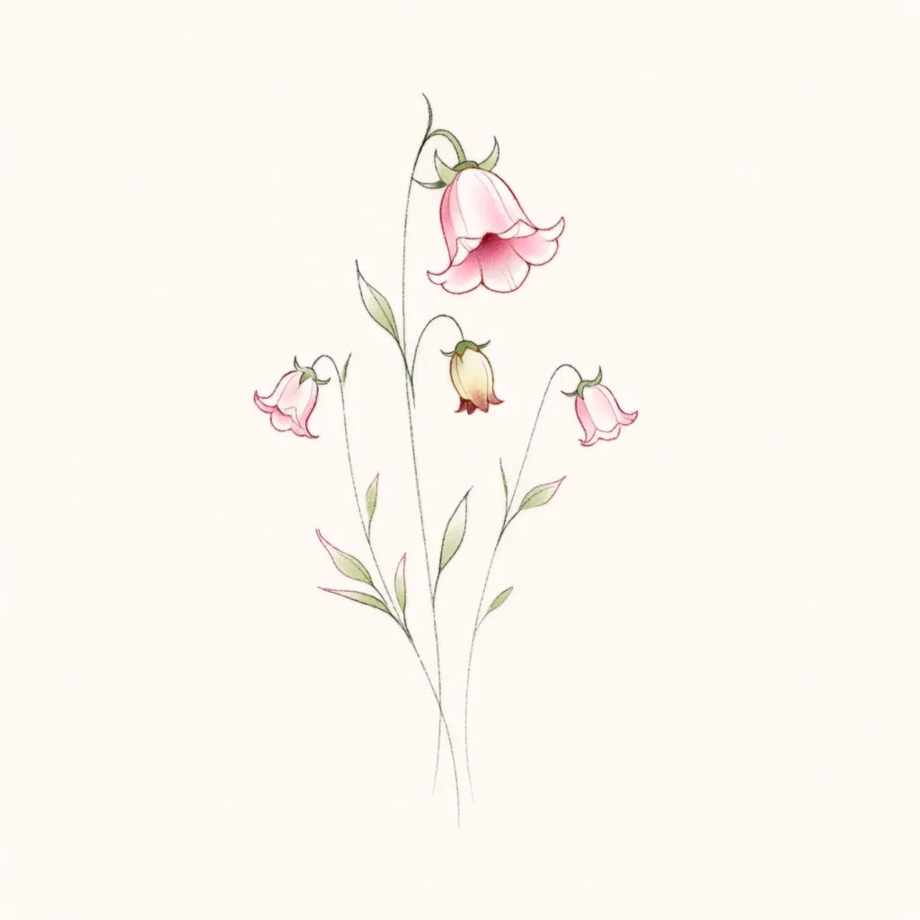 Fine-line botanical wildflower tattoo with delicate single-needle shading