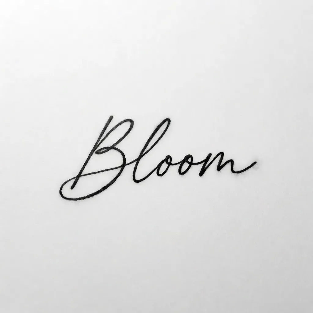 Minimalist single-word tattoo in thin cursive script lettering