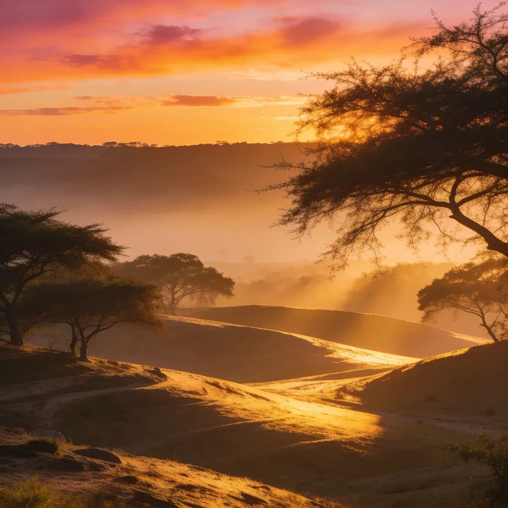 Photo with an overcast sky changed to a warm sunset matching the ground light