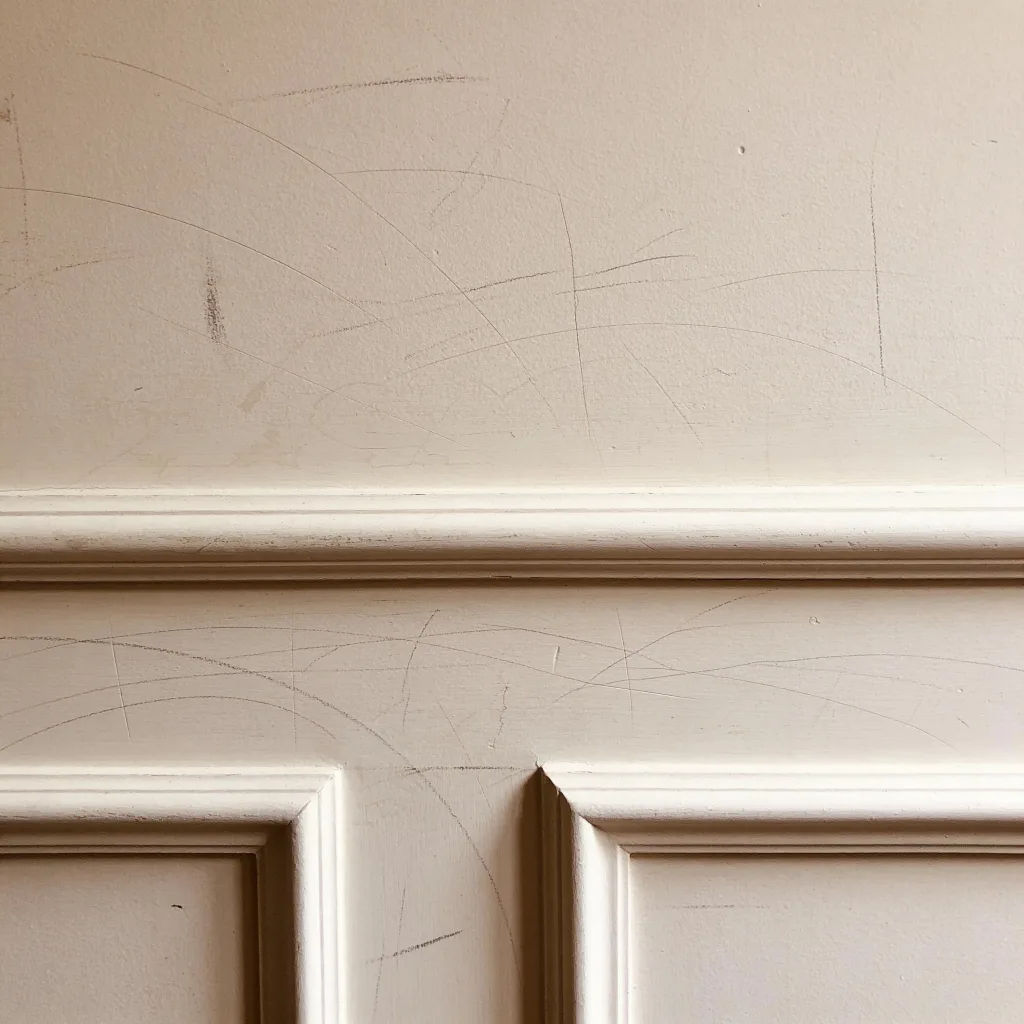 Photo with wall scratches and marks removed while keeping the texture