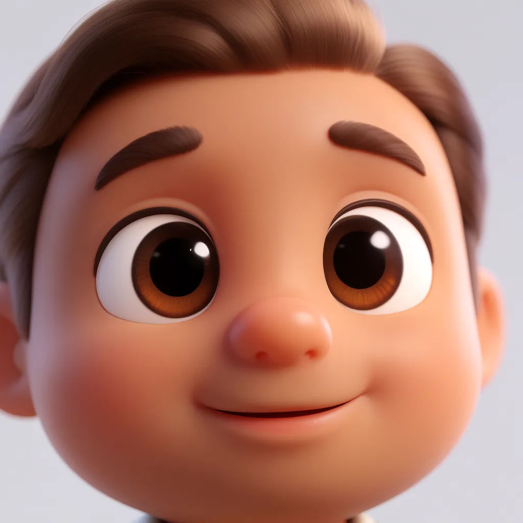 Photo turned into a 3D animated cartoon character with soft lighting
