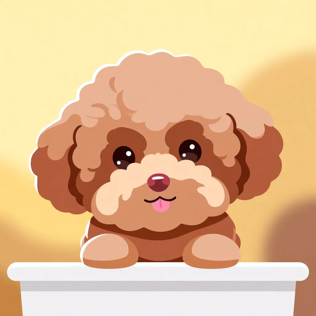 Pet photo cartooned with big expressive eyes in a clean flat style
