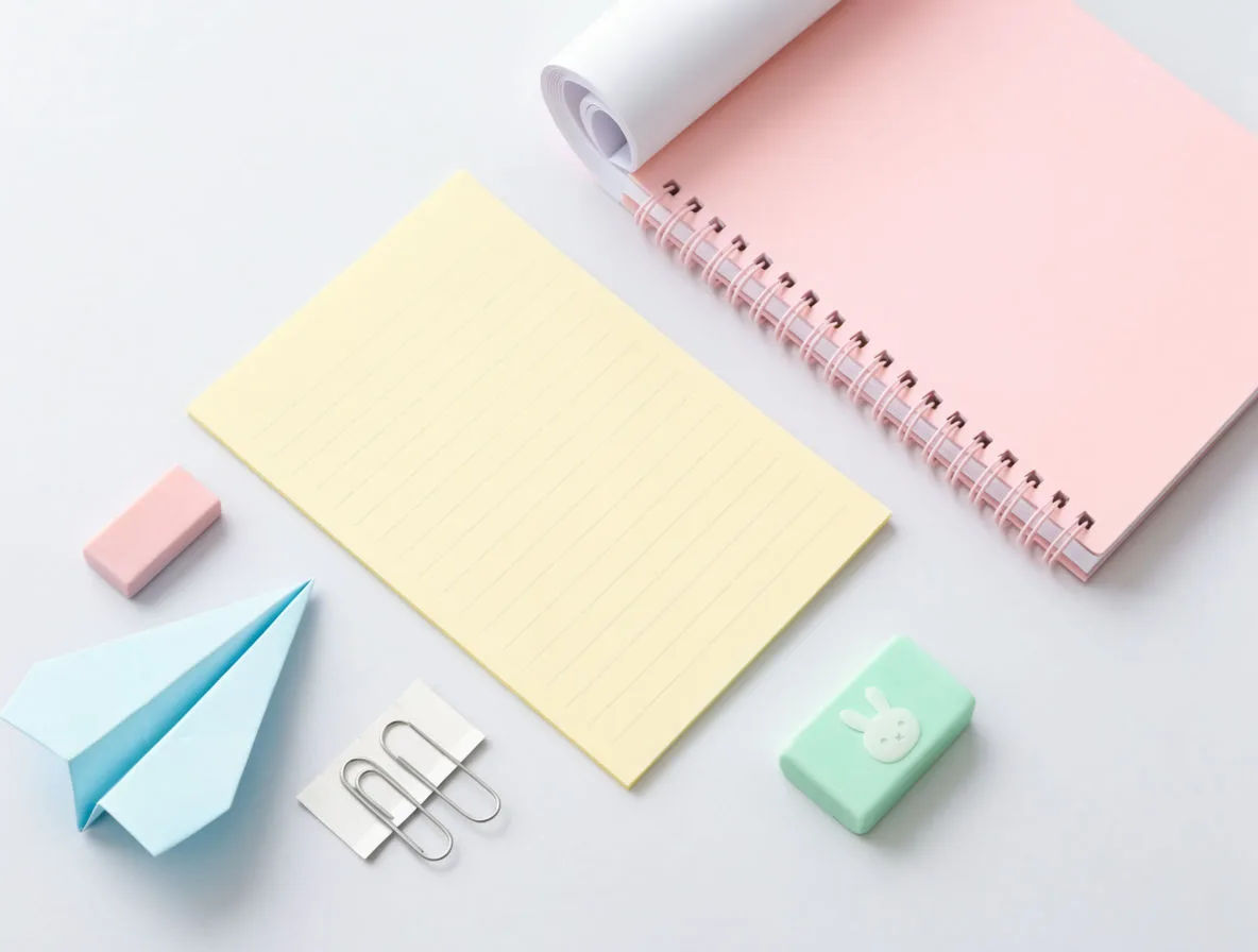 Pastel flat-lay in blush, mint, and butter yellow