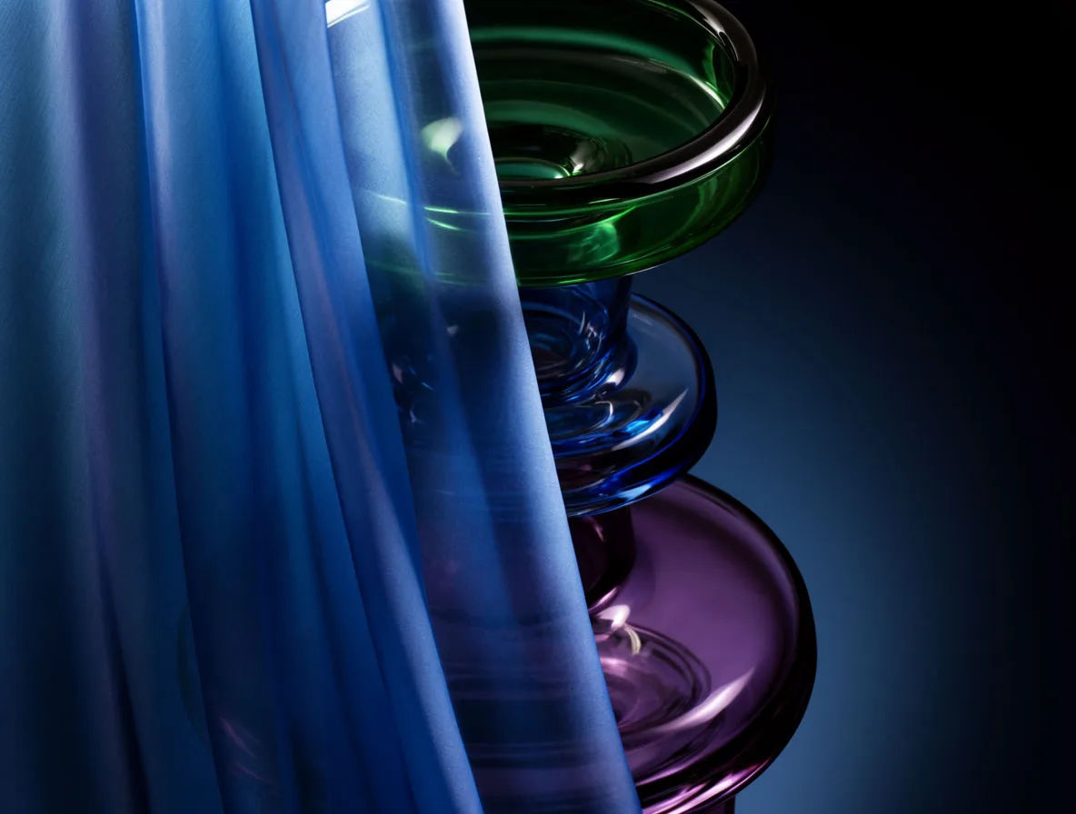 Lighting study in emerald, sapphire, and amethyst