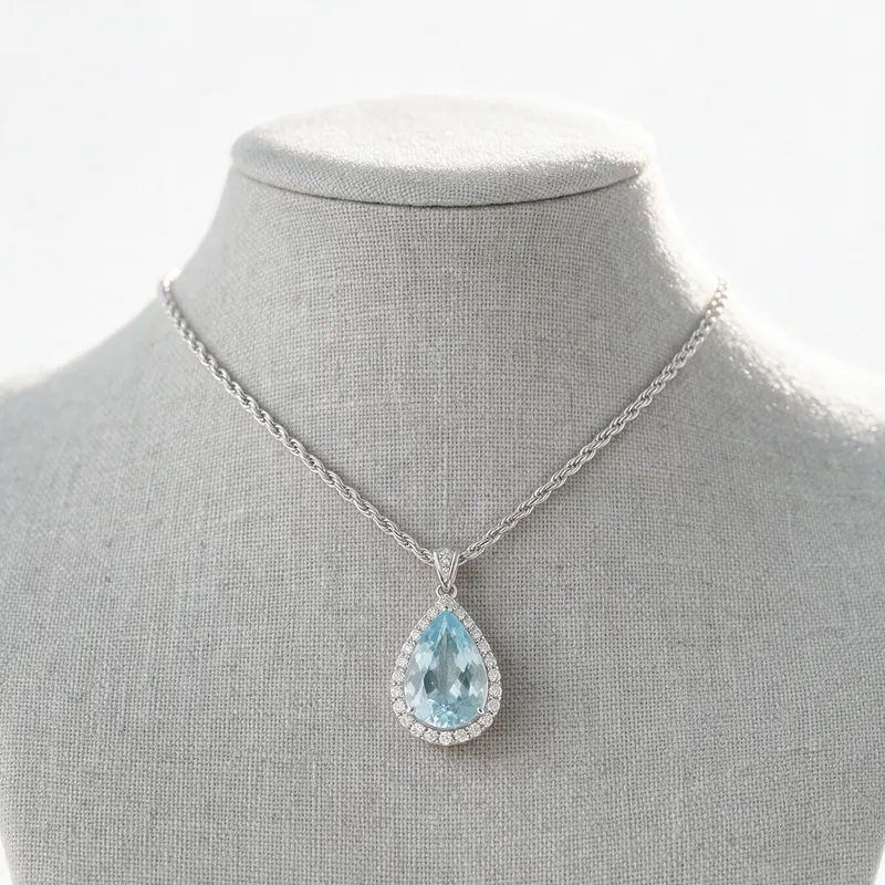 Pendant necklace displayed on a matte bust against a clean white background