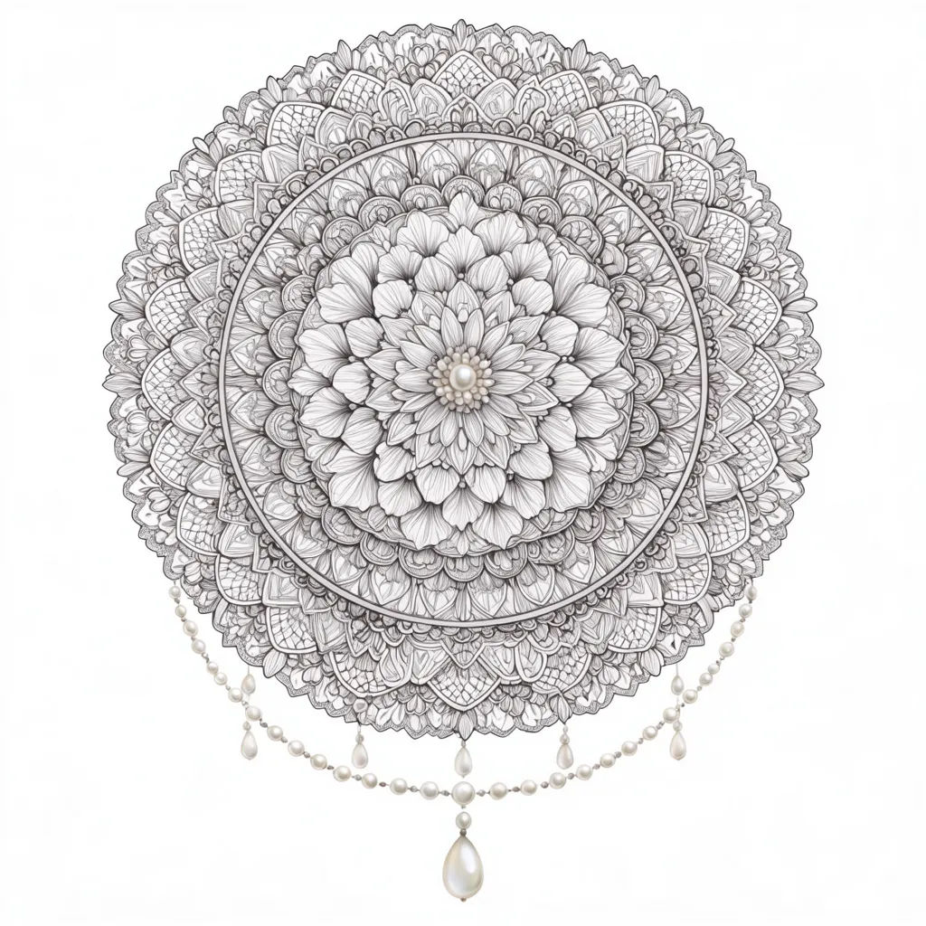 Intricate mandala coloring page with fine symmetrical linework