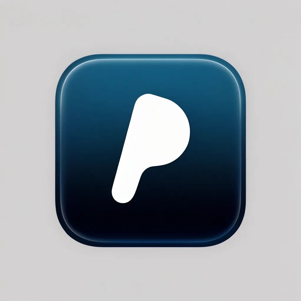 Rounded app icon tile with a white compass mark on a blue gradient
