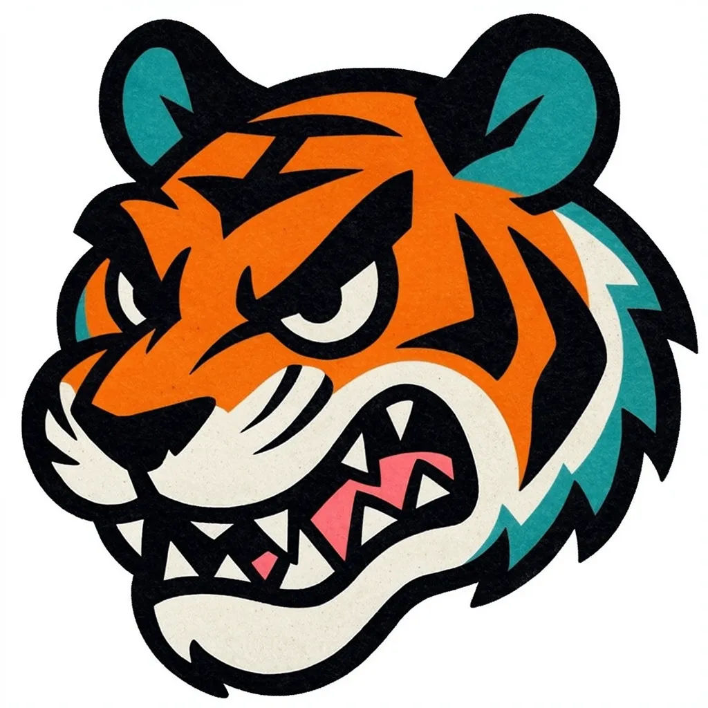 Streetwear cartoon tiger head mascot graphic for a t-shirt