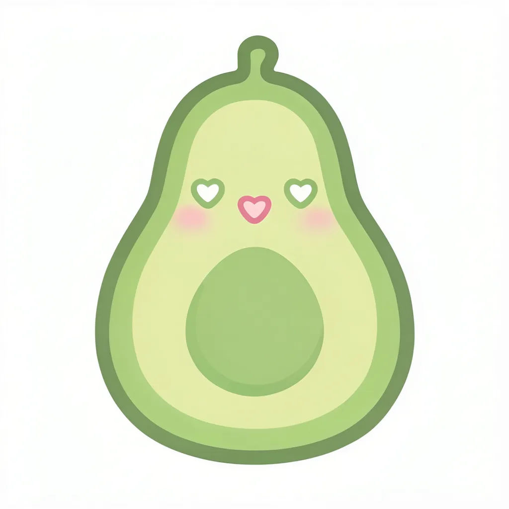 Kawaii cute cartoon avocado character sticker graphic for a t-shirt