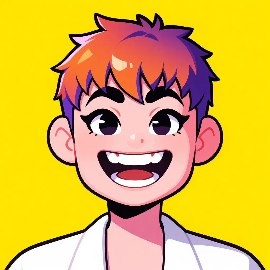 Anime PFP character with colorful hair and expressive eyes