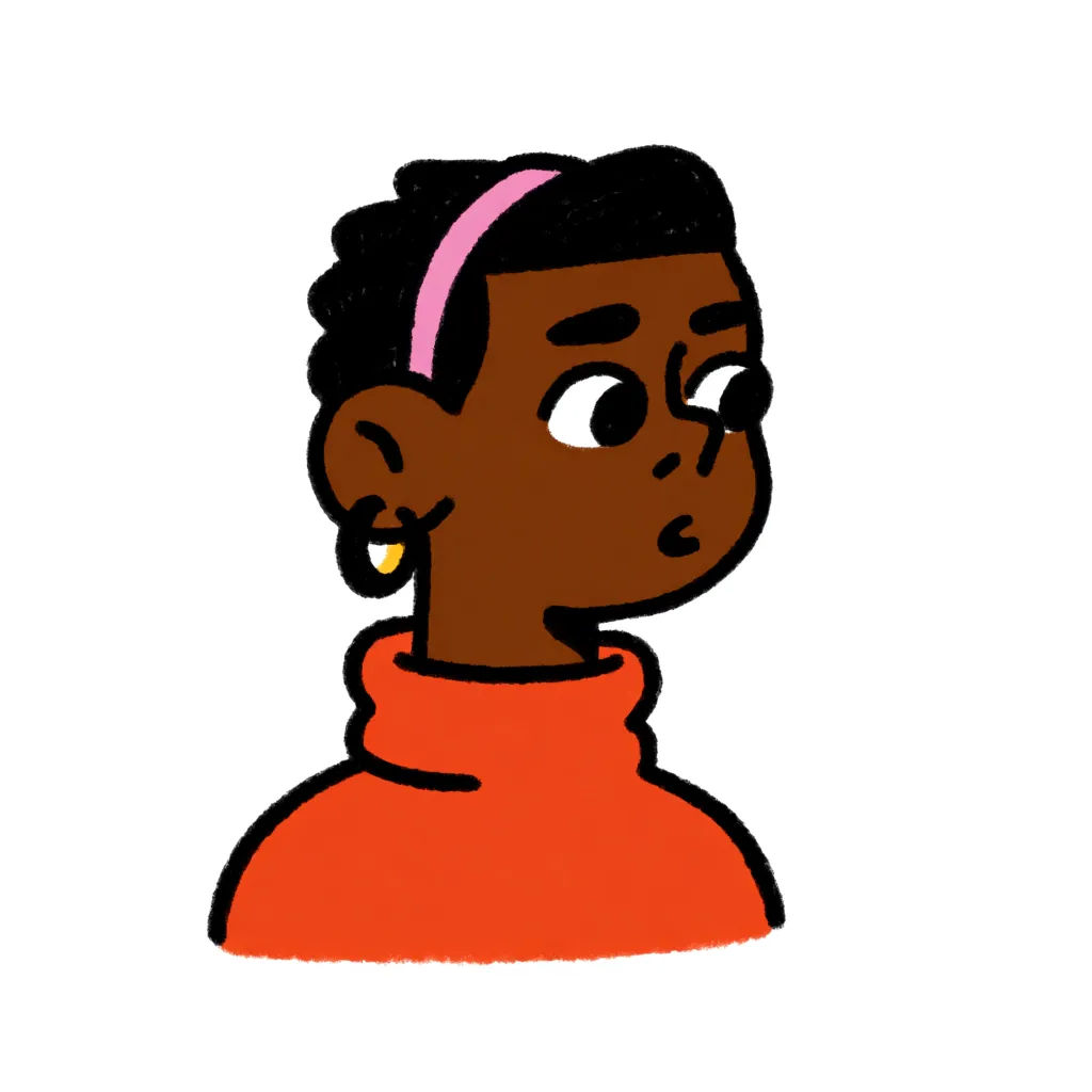 Hand-drawn doodle PFP with a thick outline and bright fills
