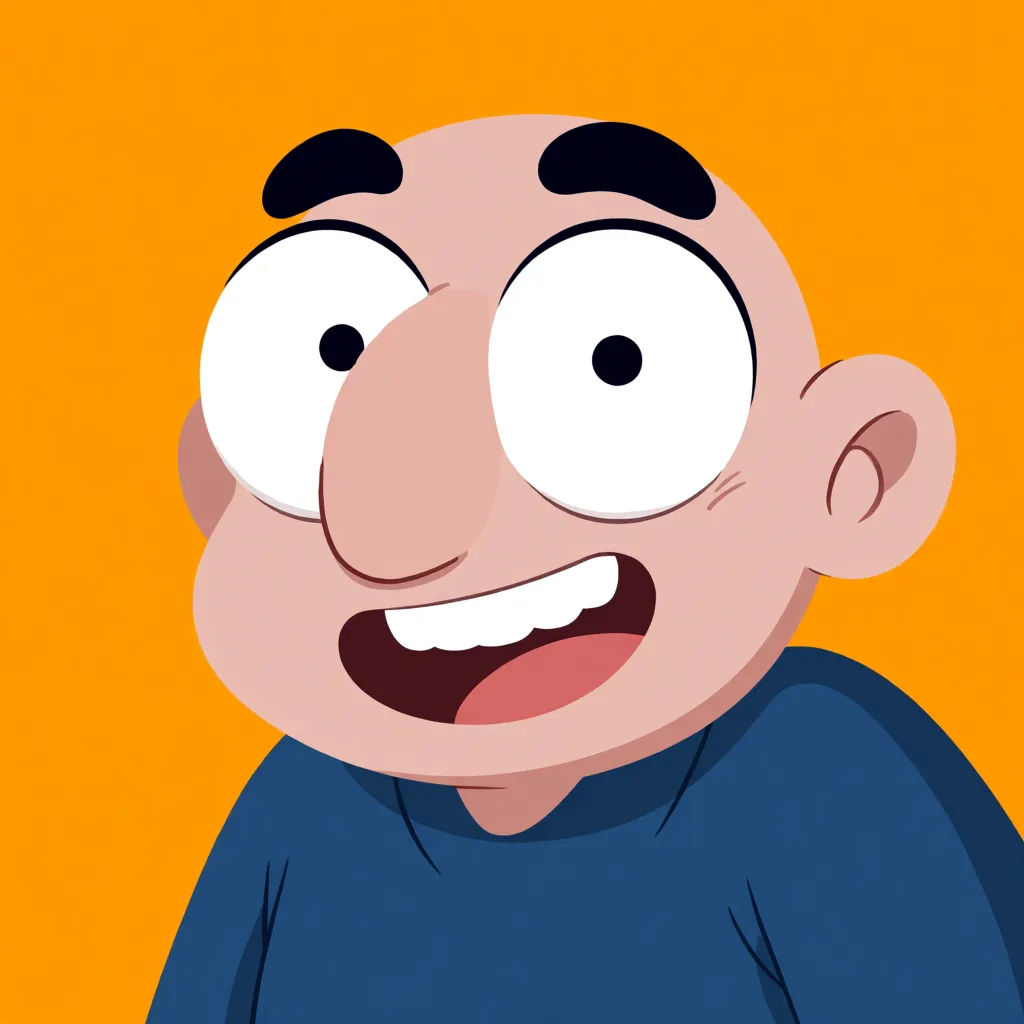 Bold cartoon caricature with big eyes and exaggerated features