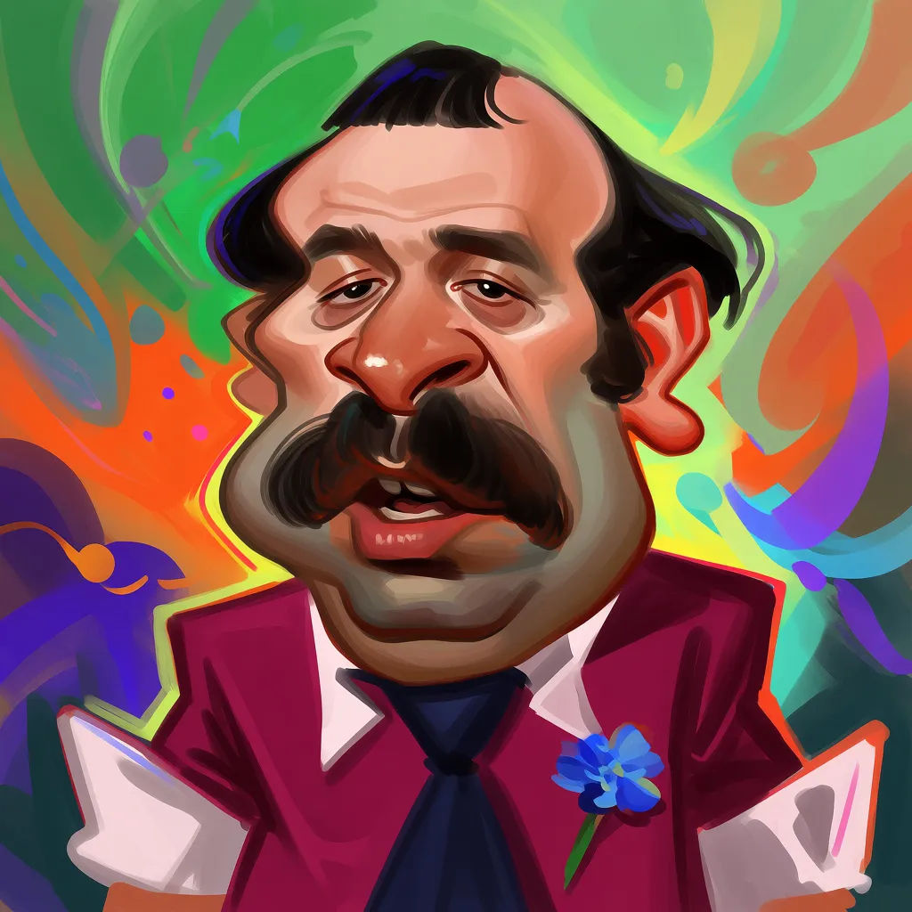 Digitally painted caricature with soft rendering and rich color