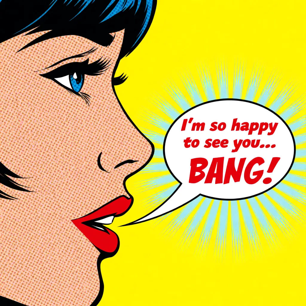Comic-Pop-Art-Porträt mit Halbtonpunkten und kräftiger Kontur