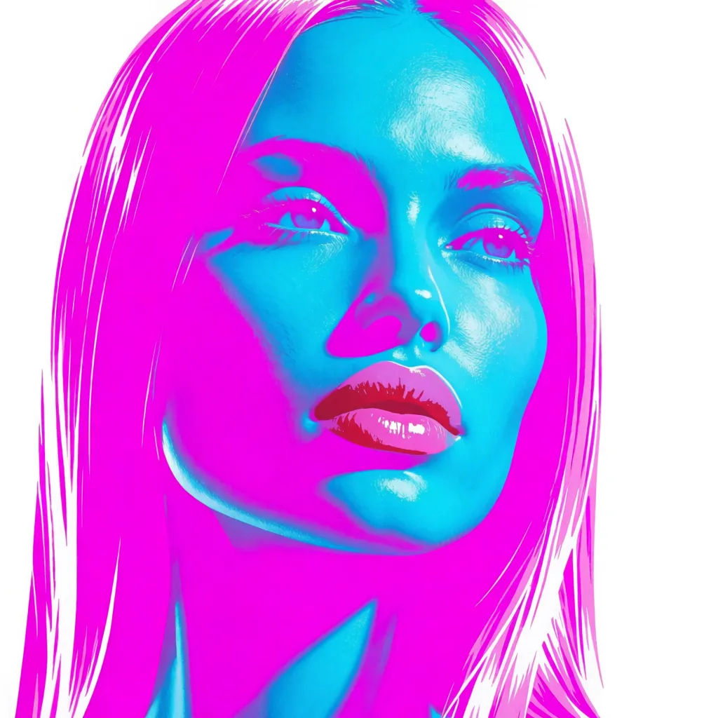 Neon-Pop-Art-Porträt in elektrischem Magenta und Cyan