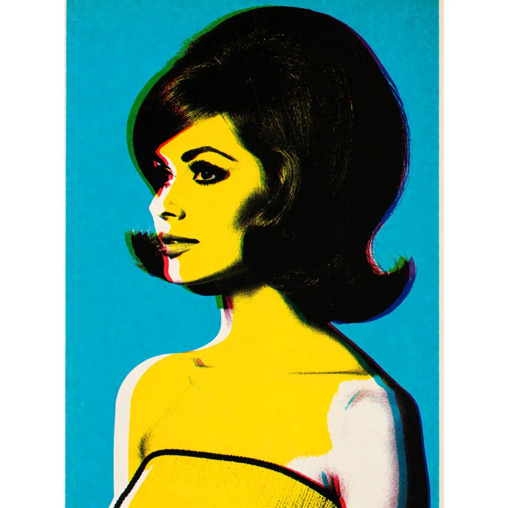 Pop art screenprint retro tiga warna dengan nuansa vintage